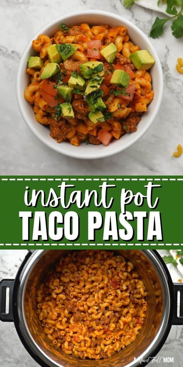 Instant Pot Taco Pasta is an all-in-one, cheesy, hearty taco-flavored pasta dish that comes together in under 30 minutes. Instant Pot Taco Pasta is an all-in-one, cheesy, hearty pasta dish flavored like classic tacos. Made with inexpensive ingredients and ready in less than 30 minutes, this taco-flavored pasta is sure to become a family favorite.