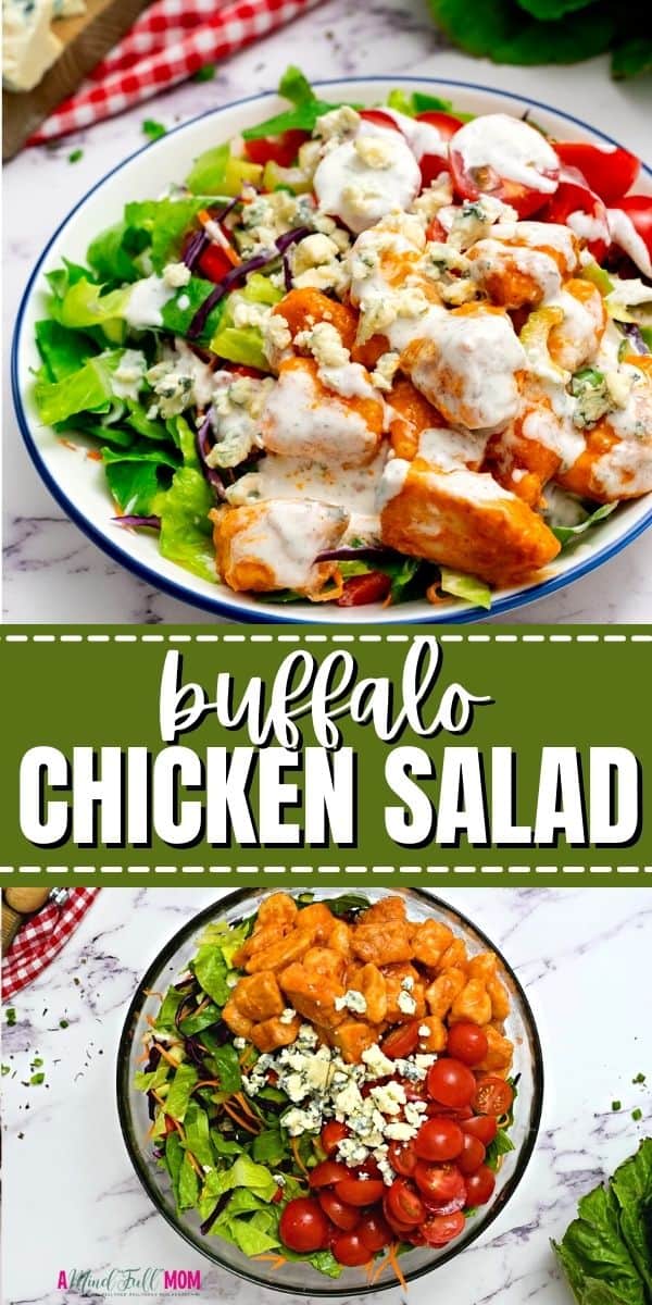 Make this restaurant-quality Buffalo Chicken Salad easily at home. Loaded with perfectly seasoned buffalo chicken, a creamy homemade ranch dressing, crumbled bleu cheese, and tons of crisp veggies, this recipe for Buffalo Chicken Salad is a delicious main course salad that won’t disappoint. 