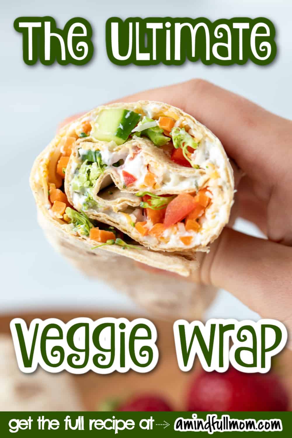 Made with a creamy ranch spread, crisp vegetables, and sharp shredded cheese, this Veggie Wrap makes a simple, yet delicious lunch.