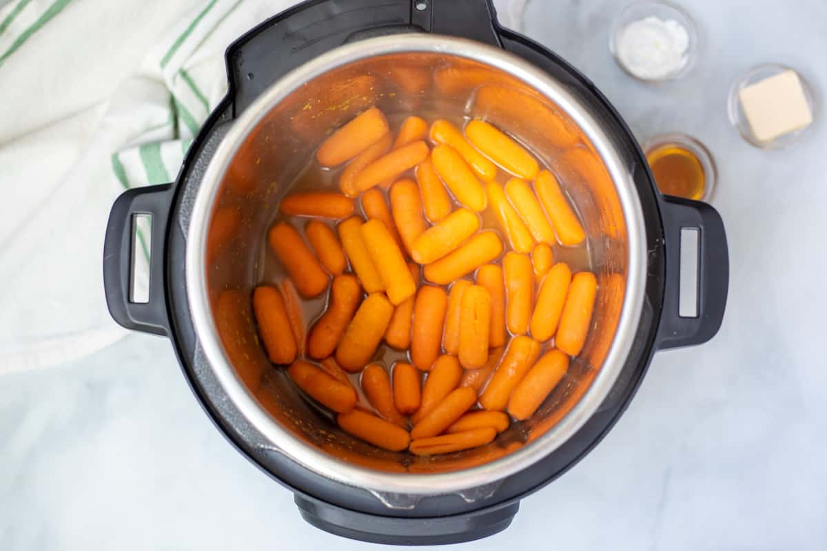 Cooked carrots inside instant pot.