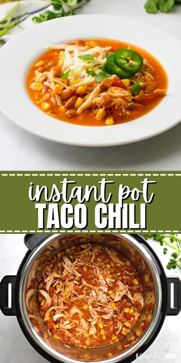 This recipe for Instant Pot Chicken Chili is a simple, wholesome Tex-Mex Chicken Chili made with chicken, beans, and a richly seasoned tomato base. Made with similar flavors to Chicken Tortilla Soup, Instant Pot Taco Chili is a flavorful dump-and-go recipe that can be prepared with fresh or frozen chicken.