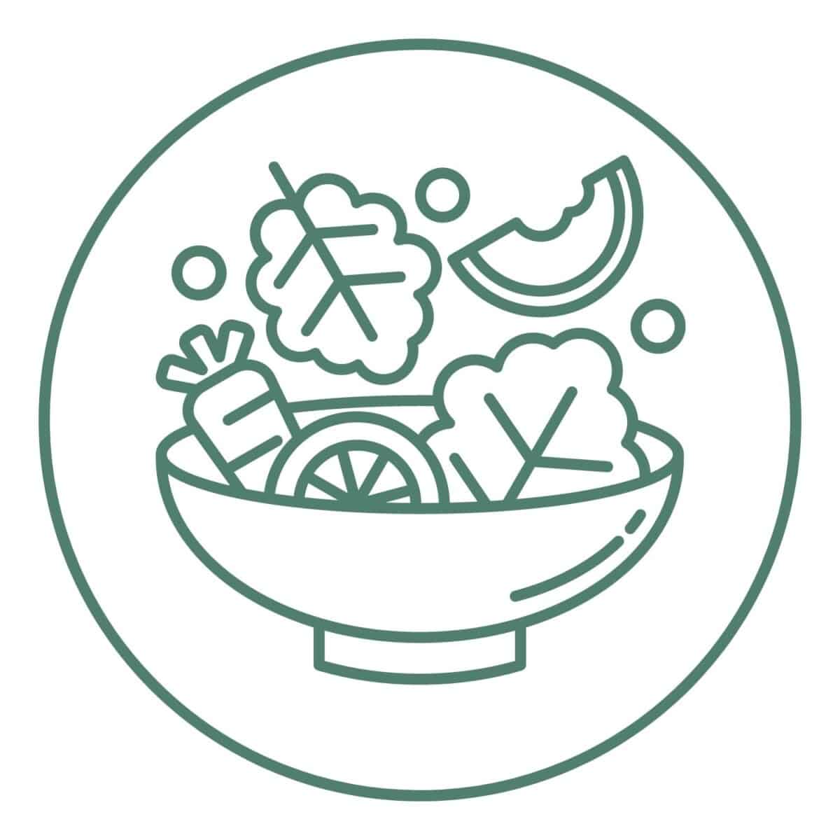 green icon with salad.