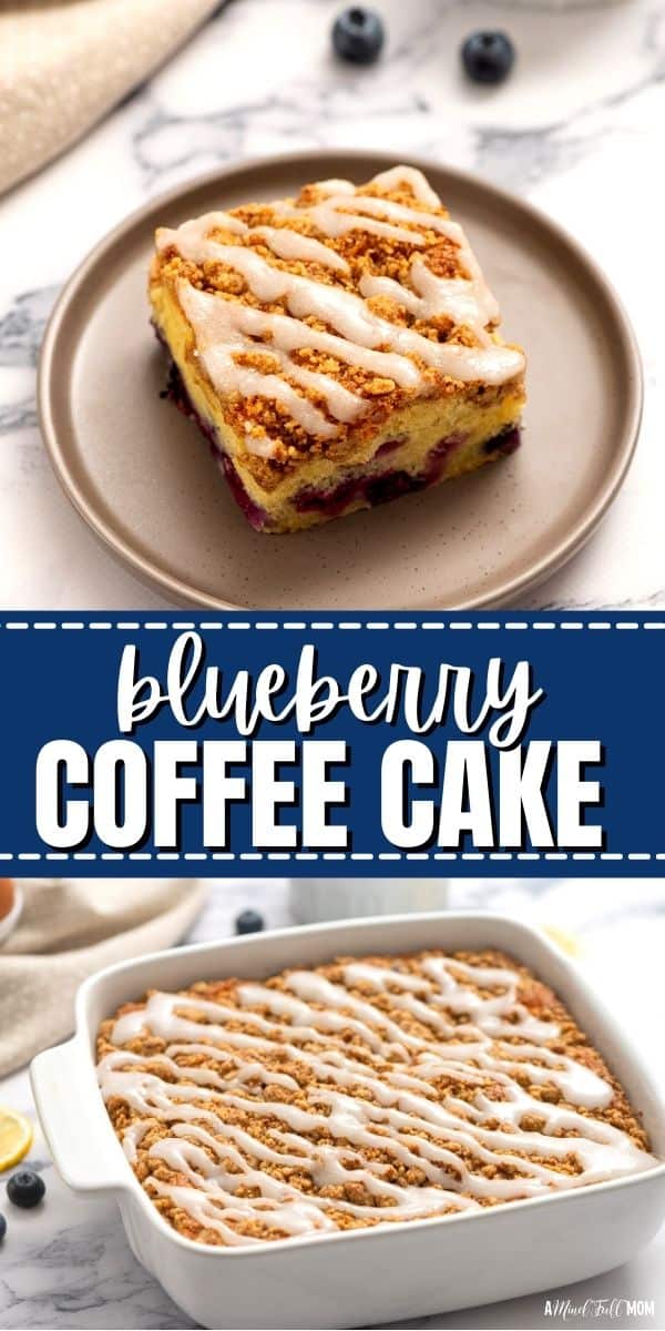 Moist and tender, this Blueberry Sour Cream Coffee Cake is studded with plump berries and finished with a crunchy, buttery streusel and lemon glaze.