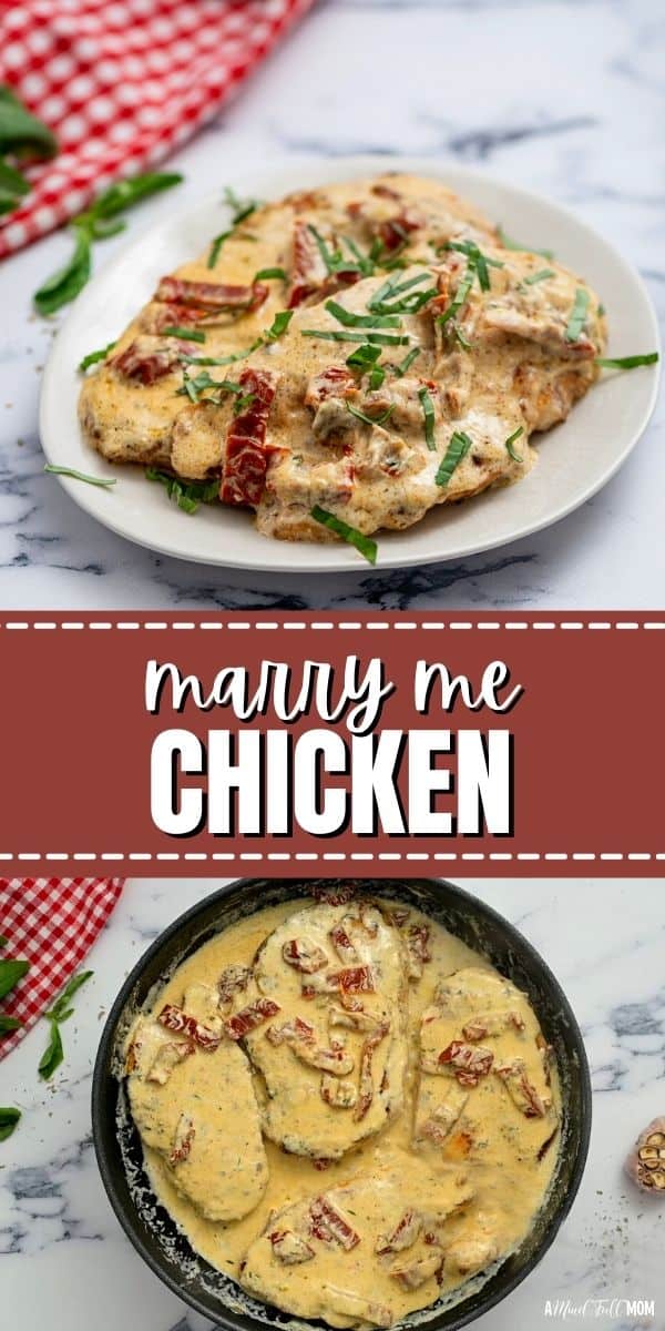 Marry Me Chicken is an simple recipe for chicken cutlets made in a rich, creamy sauce flavored with parmesan and sun-dried tomatoes. This 30-minute chicken skillet recipe is easy enough for a busy weeknight dinner, yet its flavors are impressive enough that this Sundried Tomato Chicken Recipe is perfect for a date night or hosting company. 