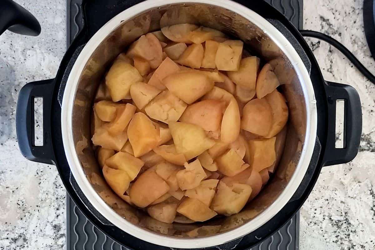 Pressure Cooked Apples inside instant pot.