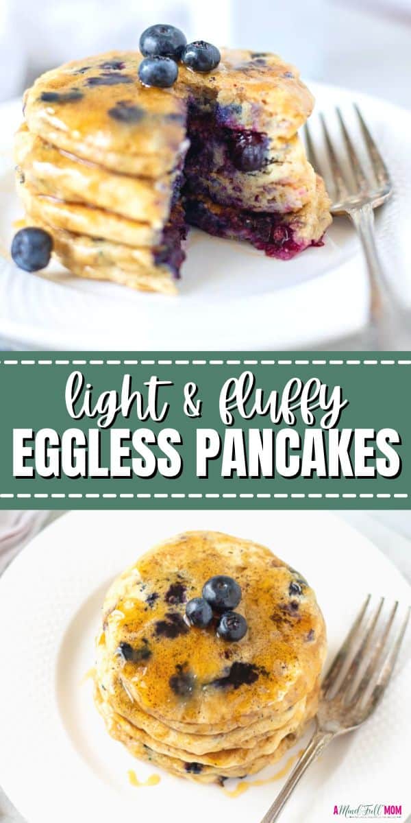 Fluffy Egg-Free Pancakes DO exist!! These Eggless Pancakes are light, tender, and incredibly fluffy! Not only are these pancakes egg-free but they also can easily be made without dairy, creating the fluffiest vegan-friendly pancakes ever. 