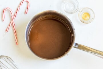 Dissolved sugar and cocoa powder in coffee in small saucepan.