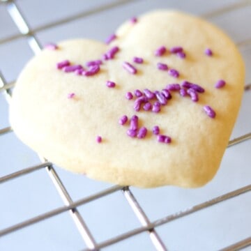 Heart-Shaped Cut Out cookie on cooling rack.