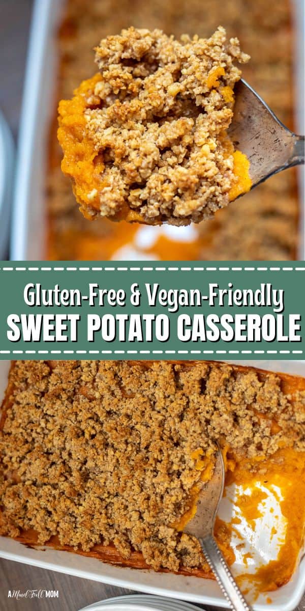 This Vegan Sweet Potato Casserole is the ultimate crowd-pleasing, allergy-friendly version of sweet potato casserole. Made with earthy sweet potato puree, warming spices, rich maple syrup, and a crunchy oat crumble, it is truly the best recipe for Sweet Potato Casserole. It just also happens to be dairy-free, egg-free, gluten-free, and vegan-friendly!