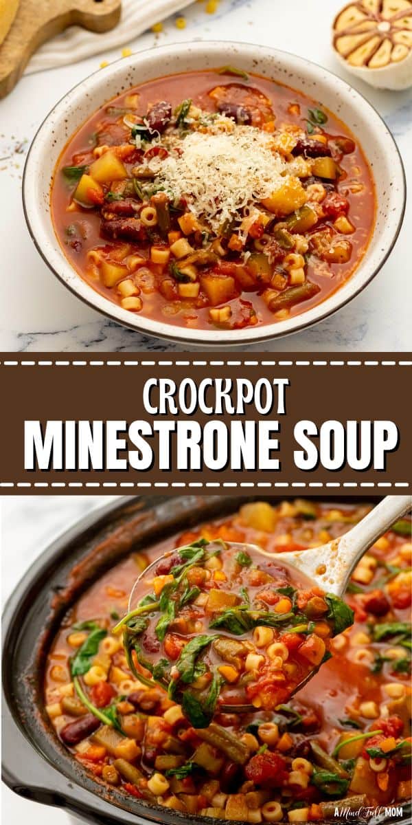 This is the best recipe for Minestrone Soup! It comes together with simple ingredients using the slow cooker, to create a hearty, healthy Crockpot Minestrone Soup. It is family-favorite recipe and better than Olive Garden's Minestrone. 
