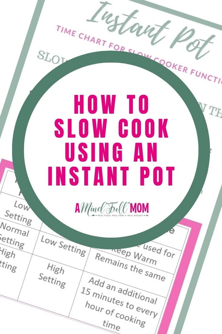 PDF Blurred out in background of how to convert recipes from slow cooker to Instant Pot with logo overlay that reads how to use instant pot as slow cooker.