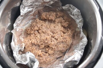 Meatloaf after pressure cooking inside inner pot.