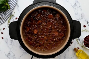 Instant Pot Red Beans cooked inside instant pot after thickening and mashing red beans.