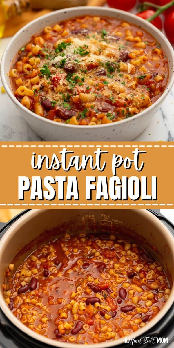 Made with humble ingredients and ready in under 30 minutes, Instant Pot Pasta Fagioli is a flavorful, hearty, tomato-based Italian soup filled with pasta and beans. This classic Italian soup is made with simple, inexpensive ingredients that you likely have on hand in your pantry and is picky eater approved!