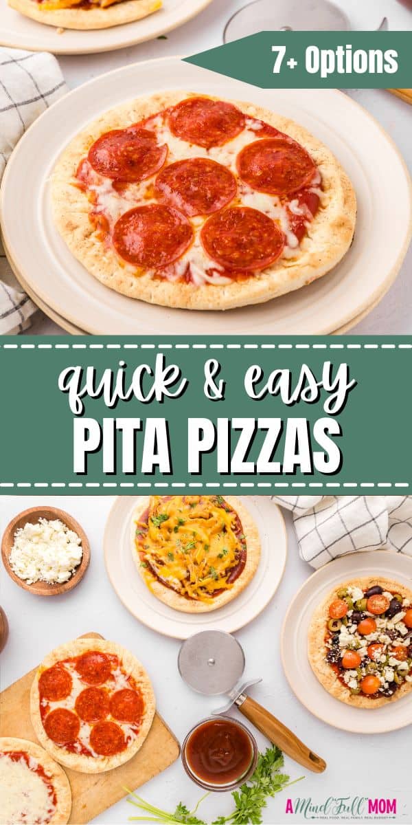 Enjoy pizza the easy way using this Pita Bread Pizza recipe! Made with pita bread and your favorite pizza toppings, these pita pizzas are a simple spin on homemade pizza that comes together in minutes! With over 10 ideas for creative toppings, these pita pizzas never get old!