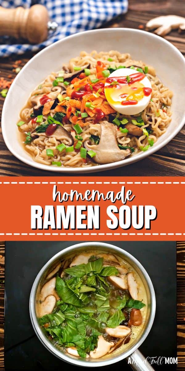 Ditch the ramen packets and make your own using this easy recipe for Homemade Ramen Soup! Made with rich broth, crisp-tender vegetables, and ramen noodles, not only does Homemade Ramen taste better, but it is better for you!