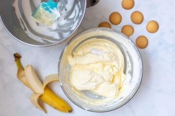 Homemade vanilla pudding folded with fresh whipped cream.