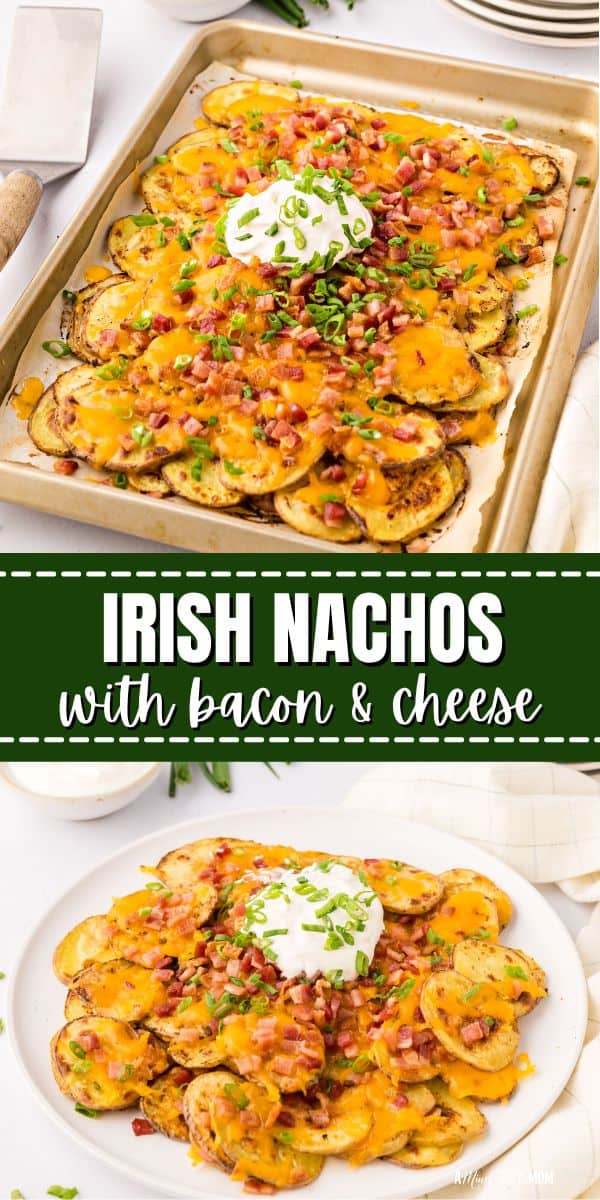 Looking for a unique appetizer? Try these Irish Nachos! Made with crispy potatoes, sharp cheddar, and crispy bacon, this spin on nachos is irresistibly good. Perfect for St. Patrick's Day or to enjoy as a game-day appetizer. 
