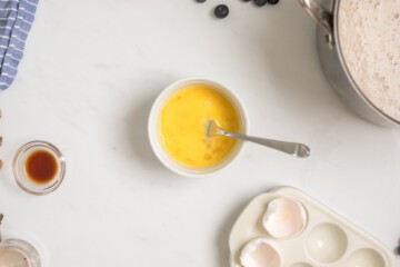 2 large eggs whisked with ½ cup of prepared tapioca pudding.