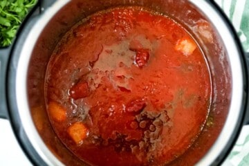 Pressure cooked spaghetti sauce inside instant pot.