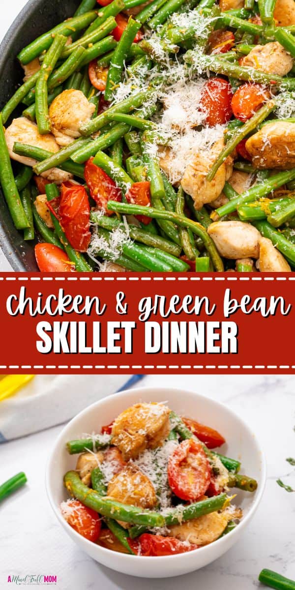 This one-pan chicken skillet meal is low-carb, gluten-free, low-fat, and ready in under 20 minutes! Made with tender chicken breasts, crisp-tender green beans, sweet tomatoes, and an easy lemon-garlic pan sauce, this Chicken and Green Beans recipe is a healthy, yet easy meal.