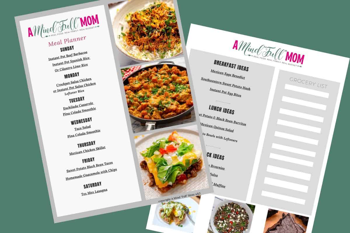 Photo of meal plans side by side on green background.