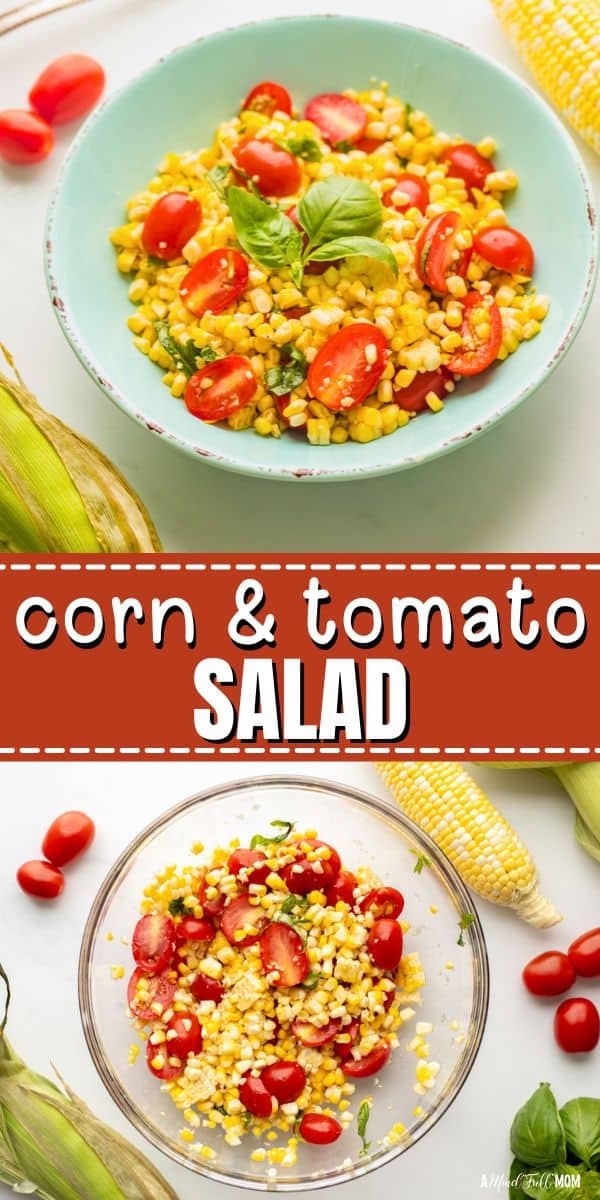 Corn and Tomato Salad is the ultimate summer recipe. Made with sweet summer corn, juicy tomatoes, and herbaceous basil, this ridiculously easy corn and tomato salad is insanely delicious!