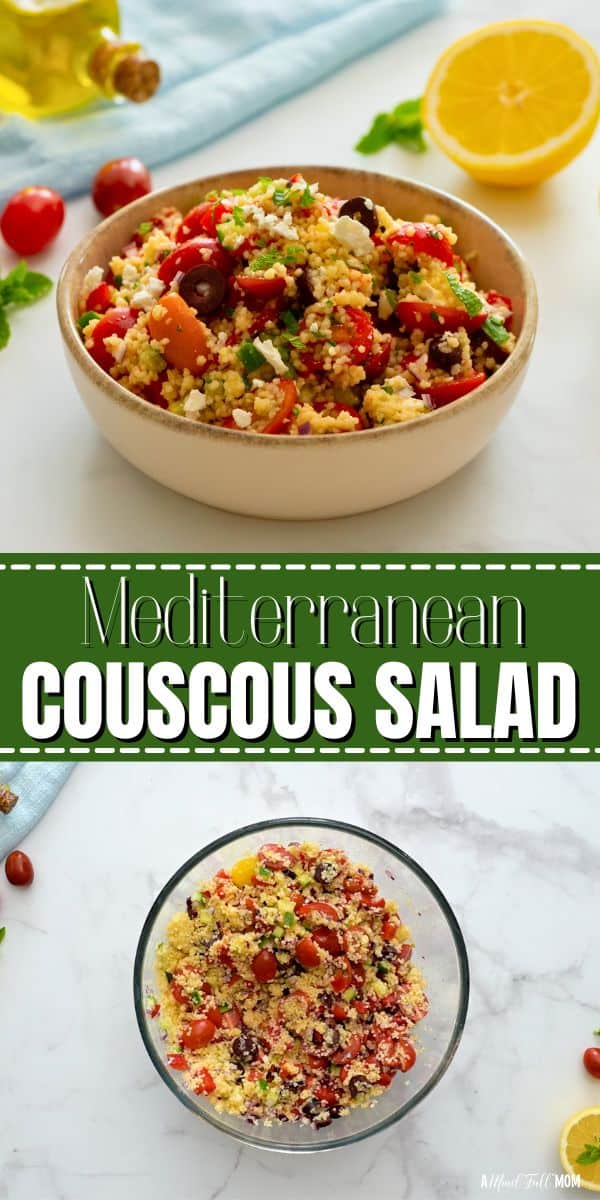 Fall in love with this Cold Couscous Salad! Made with Mediterranean flavors and pearl couscous, this flavorful grain salad is the perfect recipe for a light meatless meal or a crave worthy side. 