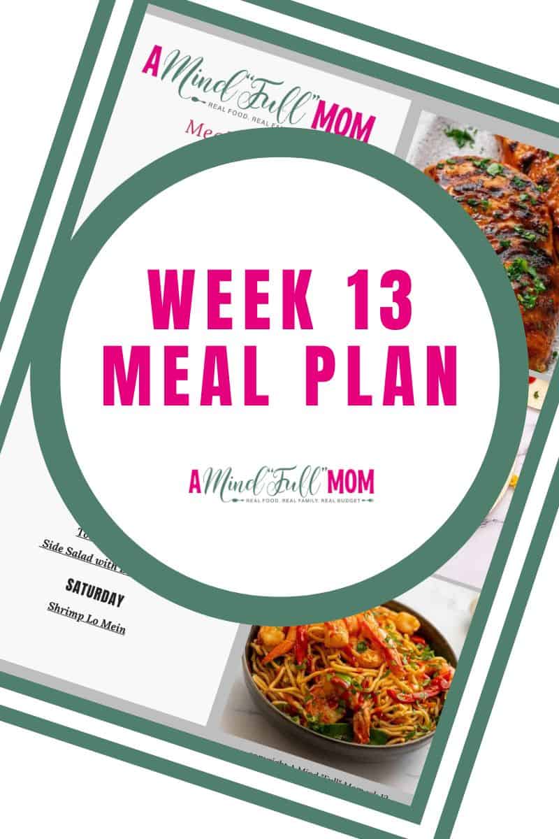 My Free Meal Plans will help you save time, money, and enjoy  wholesome, delicious meals!  Week 13's Meal Plan highlight delicious BBQ chicken, an easy crockpot favorite, and my favorite summer pizza recipe. 