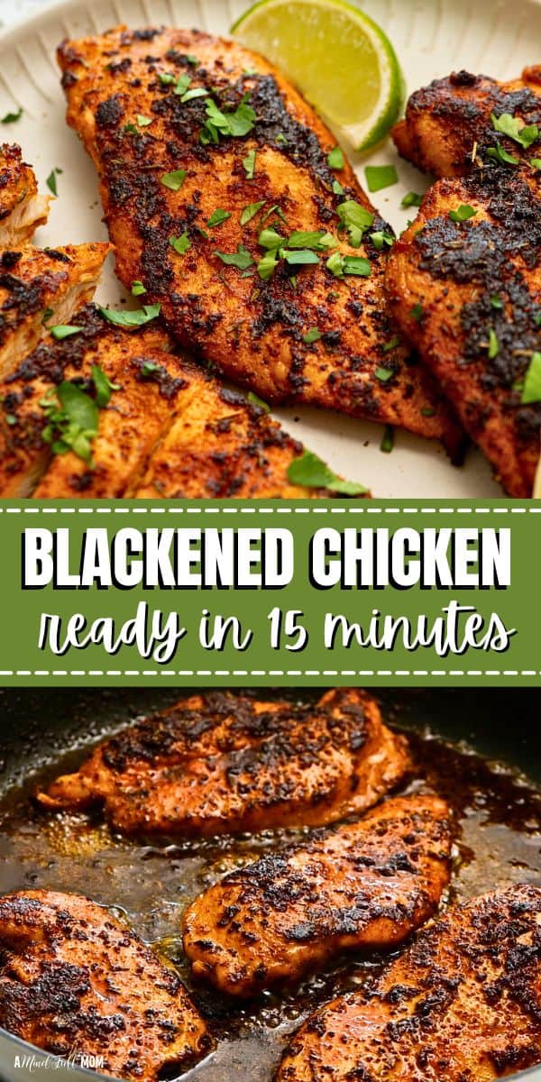 This Blackened Chicken recipe is an ideal weeknight dinner recipe. Boldly seasoned and quickly pan-seared, this flavorful blackened chicken is juicy, tender, and comes together in less than 15 minutes.