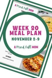 Photo of meal plan with text that reads Meal Plan Nov 2-9.
