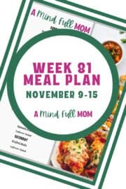 Photo of meal plan with text that reads Meal Plan Nov 9-15.