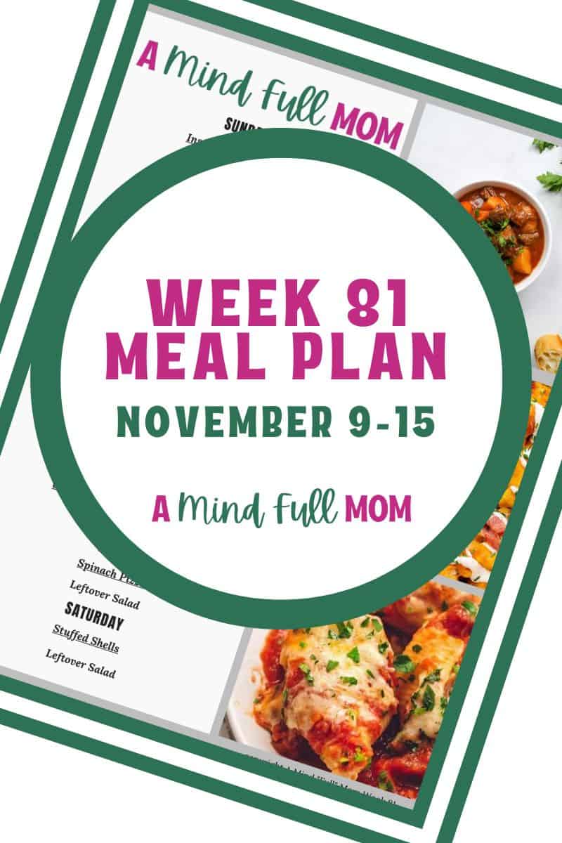 Photo of meal plan with text that reads Meal Plan Nov 9-15.