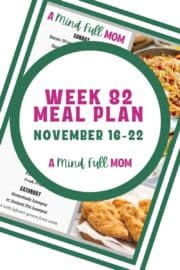 Photo of meal plan with text that reads Meal Plan Nov 16-22.