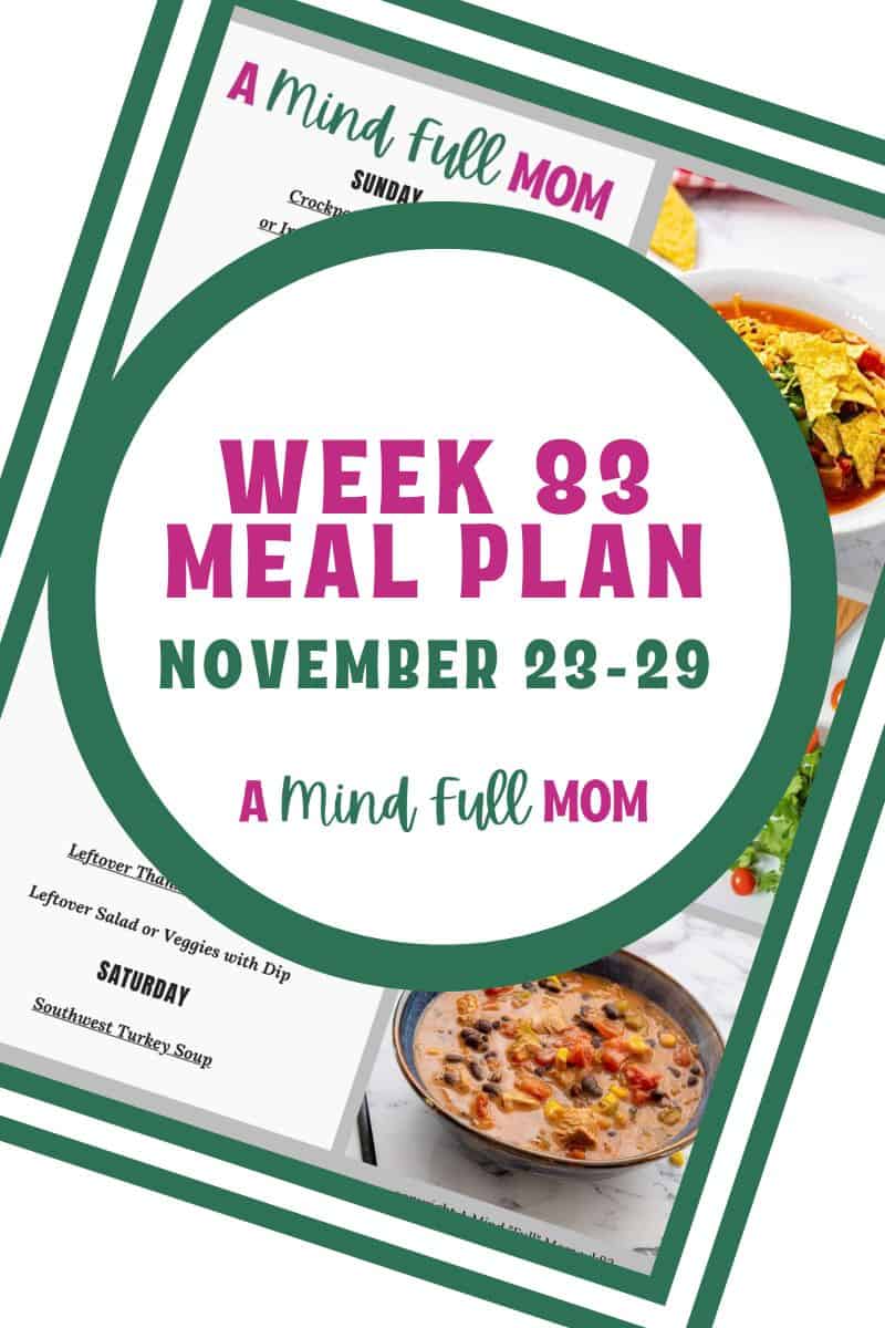 Photo of meal plan with text that reads Meal Plan Nov 23-29.