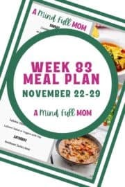Photo of meal plan with text that reads Meal Plan Nov 22-29.