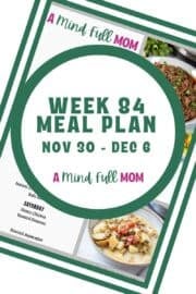 Photo of meal plan with text that reads Meal Plan Nov 30 - Dec 6.