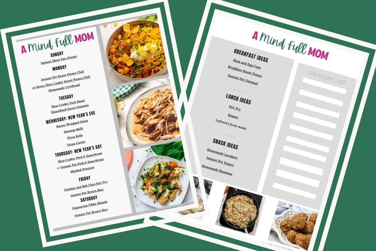 7-Day Meal Plan for Busy Families Collage of Meal Plan with breakfast, lunch, and dinner ideas.