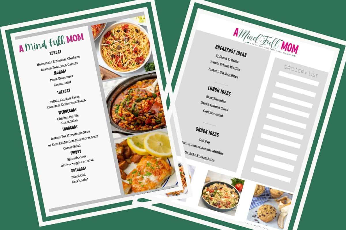 7-Day Meal Plan for Busy Families Collage of meal plan showing breakfast, lunch, and dinner ideas for busy families.