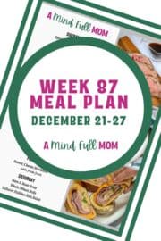 Photo of meal plan with text that reads Meal Plan 86 Dec 21-27.