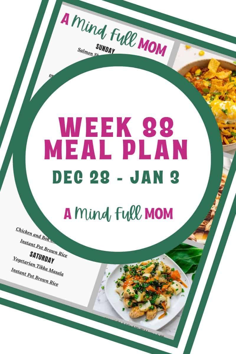 Photo of meal plan with text that reads Meal Plan 86 Dec 28 Jan 3.