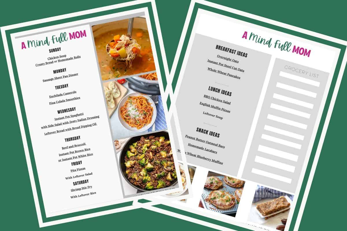 7-Day Meal Plan for Busy Families Collage of meal plan showing breakfast, lunch, and dinner ideas for busy families.