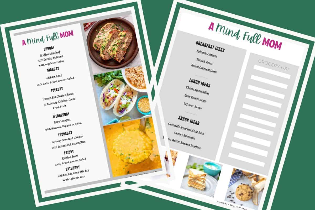 7-Day Meal Plan for Busy Families Collage of meal plan showing breakfast, lunch, and dinner ideas for busy families.