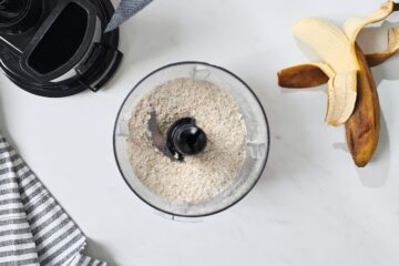 Oats processed in small food processor for base of dog cake.