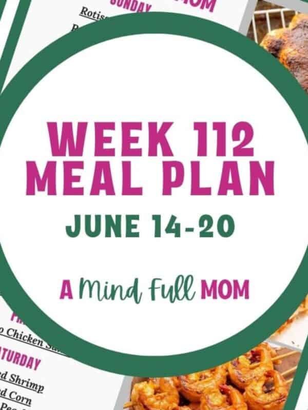 Photo of meal plan with text that reads Meal Plan 112.