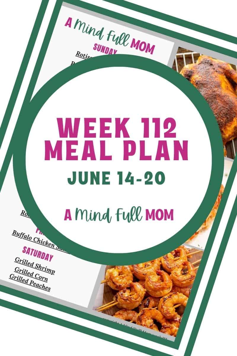 Photo of meal plan with text that reads Meal Plan 112.
