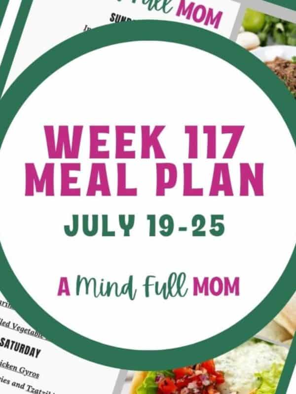 Photo of meal plan with text that reads Meal Plan 117.