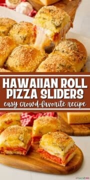 Collage of pizza sliders with garlic butter and parmesan with text overlay.