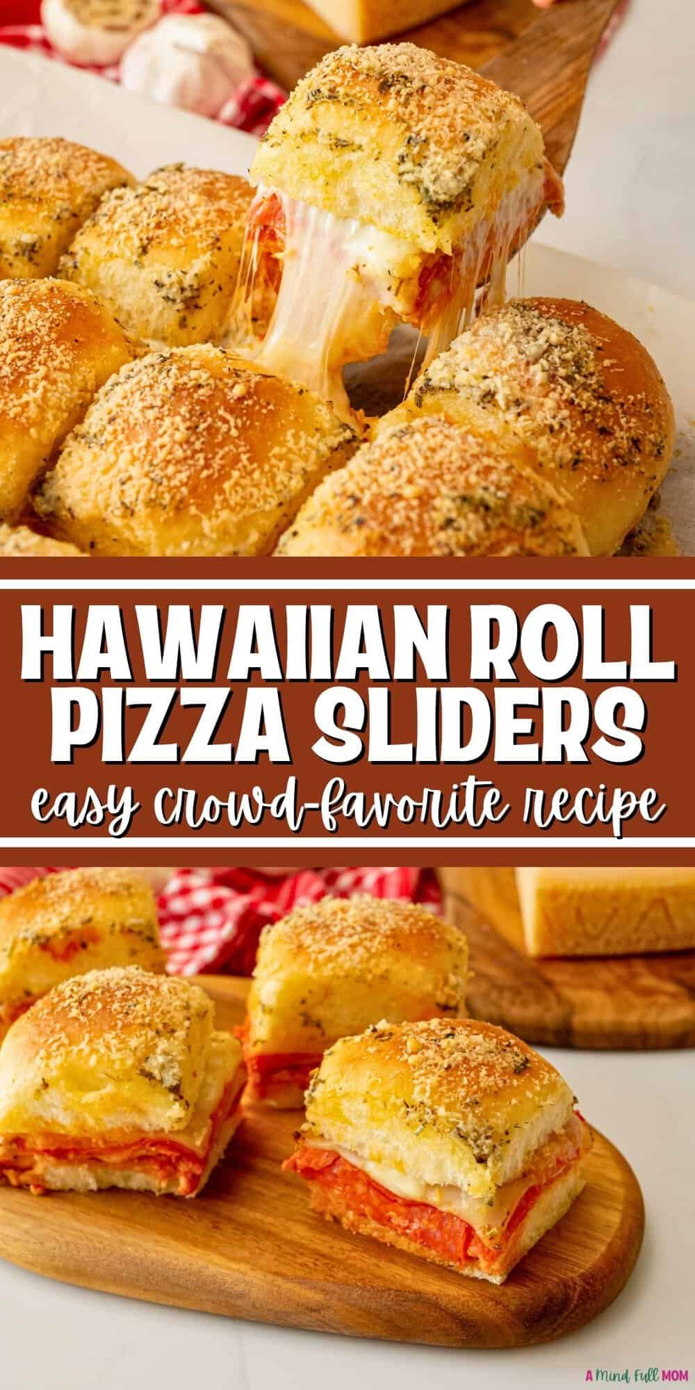 Collage of pizza sliders with garlic butter and parmesan with text overlay.
