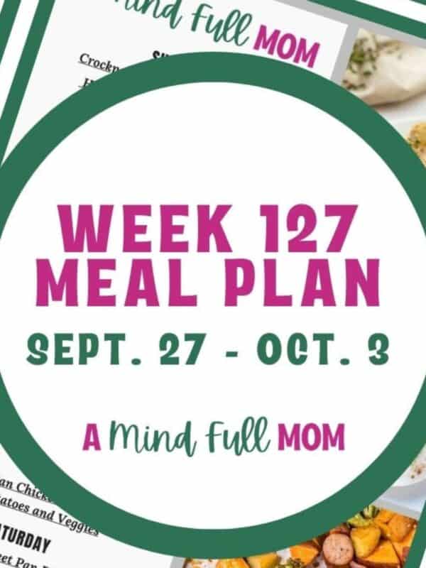 Photo of meal plan with text that reads Meal Plan 127.